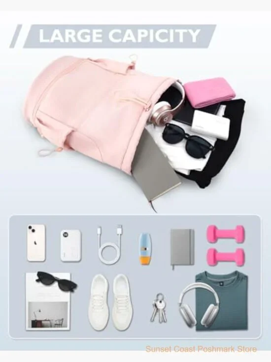 Drawstring Backpack Gym Bag with Shoe Compartment Wet Pocket - Picture 6 of 6